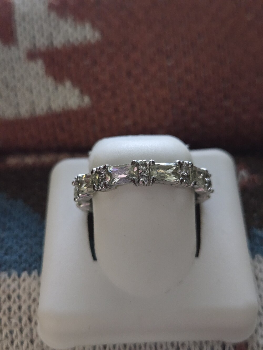Sterling Silver Clear Cz Emerald Cut Eternity Band - Women Jewelry